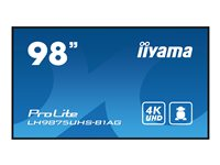 iiyama ProLite LH9875UHS-B1AG 98" Klass (97.5" visbar) LED-bakgrundsbelyst LCD-skärm - 4K - för digital skyltning LH9875UHS-B1AG