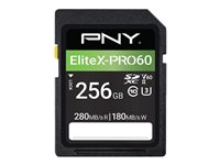 PNY EliteX-PRO60 - flash-minneskort - 256 GB - mikroSDXC UHS-II P-SD256V60280EXP6-GE