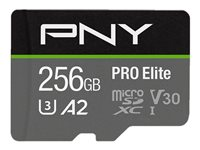 PNY PRO Elite - flash-minneskort - 256 GB - mikroSDXC UHS-I P-SDU256V32100PRO-GE