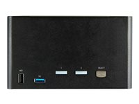 StarTech.com 2-ports DisplayPort KVM-switch för fyra skärmar - 4K 60 Hz UHD HDR - Desktop 4K DP 1.2 KVM med 2 portar USB 3.0-hubb (5 Gbps) och 4x USB 2.0 HID-portar, ljud - Snabbtangenter för omkoppling - TAA - omkopplare för tangentbord/video/mus/ljud - 2 portar - TAA-kompatibel SV231QDPU34K