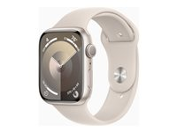 Apple Watch Series 9 (GPS) - stjärnljusaluminium - smart klocka med sportband - starlight - 64 GB MR973KS/A