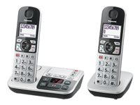 Panasonic KX-TGE522GS - trådlös telefon - svarssysten med nummerpresentation + 1 extra handuppsättning - 3-riktad samtalsförmåg KX-TGE522GS