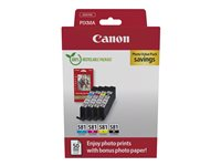 Canon CLI-581 C/M/Y/BK Photo Value Pack - 4-pack - svart, gul, cyan, magenta - original - bläckbehållare / papperspaket 2106C006