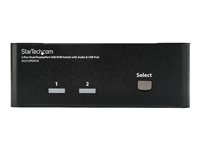 StarTech.com Dubbel USB DisplayPort KVM-switch med 2 portar, audio & USB 2.0-hubb - omkopplare för tangentbord/video/mus/ljud - 2 portar SV231DPDDUA