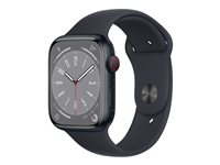 Apple Watch Series 8 (GPS + Cellular) - midnattsaluminium - smart klocka med sportband - midnatt - 32 GB MNK43DH/A