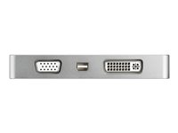 StarTech.com 4-i-1 USB-C-videoadapter med flera portar - aluminium - 4K 30Hz - silver - videokort - Mini DisplayPort / HDMI / DVI / VGA - 10.5 cm CDPVGDVHDMDP