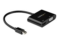 StarTech.com Mini DisplayPort to HDMI VGA Adapter, mDP 1.2 HBR2 to HDMI 2.0 (4K 60Hz) or VGA 1080p Video Converter Dongle, Mini DP to HDMI or VGA Monitor Adapter, Thunderbolt 2 Compatible - Multiport Video Dongle (MDP2VGAHD20) - videokort - Mini DisplayPort/HDMI/VGA MDP2VGAHD20