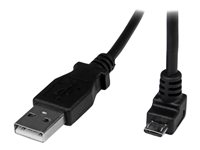 StarTech.com 2m Micro USB Cable Cord - A to Down Angle Micro B - Down Angled Micro USB Cable - 1x USB A (M), 1x USB Micro B (M) - Black (USBAUB2MD) - USB-kabel - mikro-USB typ B till USB - 2 m USBAUB2MD