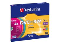 Verbatim Colours - DVD+RW x 5 - 4.7 GB - lagringsmedier 43297