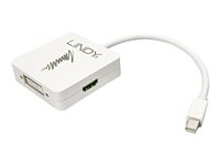 Lindy Mini DisplayPort 1.2 to HDMI, VGA & DVI-D Active Adapter Converter - videokonverterare 41035