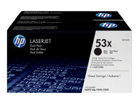 HP 53X - 2-pack - Lång livslängd - svart - original - LaserJet - tonerkassett (Q7553XD) Q7553XD