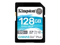 Kingston Canvas Go! Plus - flash-minneskort - 128 GB - SDXC UHS-I SDG3/128GB