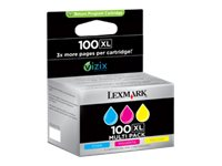 Lexmark Cartridge No. 100XL - 3-pack - Lång livslängd - gul, cyan, magenta - original - bläckpatron - LRP 14N0850