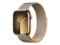 Apple Watch Series 9 (GPS + Cellular) - guld, rostfritt stål - smart klocka med milanesisk loop - guld - 64 GB MRMU3QP/A