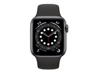 Apple Watch Series 6 (GPS + Cellular) - grafit rostfritt stål - smart klocka med sportband - svart - 32 GB M06X3B/A