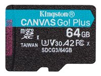 Kingston Canvas Go! Plus - flash-minneskort - 64 GB - mikroSDXC UHS-I SDCG3/64GBSP
