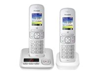 Panasonic KX-TGH722G - trådlös telefon - svarssysten med nummerpresentation/samtal väntar + 1 extra handuppsättning - 3-riktad samtalsförmåg KX-TGH722GG
