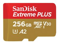 SanDisk Extreme PLUS - flash-minneskort - 256 GB - mikroSDXC UHS-I SDSQXBD-256G-GN6MA