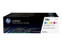 HP 128A - 3-pack - gul, cyan, magenta - original - LaserJet - tonerkassett (CF371AM) CF371AM
