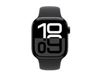 Apple Watch Series 10 (GPS) - jet black aluminum - smart klocka med sportband - svart - 64 GB MWWE3QN/A