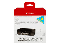 Canon PGI-29 MBK/PBK/DGY/GY/LGY/CO Multipack - 6-pack - grå, ljusgrå, mörkgrå, mattsvart, foto-svart, kromoptimerare - original - bläcktank 4868B018