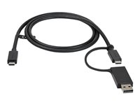 StarTech.com 1 m USB-C-kabel med USB-A-adapterdongel - Hybrid 2-i-1 USB C-kabel med USB-A - USB-C till USB-C (10 Gbps/100 W PD), USB-A till USB-C (5 Gbps) - Perfekt för hybriddockningsstationer - USB typ C-kabel - 24 pin USB-C till 24 pin USB-C - 1 m USBCCADP