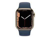 Apple Watch Series 7 (GPS + Cellular) - guld, rostfritt stål - smart klocka med sportband - abyss blue - 32 GB MN9K3FD/A