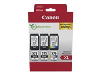 Canon PG-575XLx2/CL-576XL Multipack - 3-pack - Lång livslängd - svart, färg (cyan, magenta, gul) - original - bläckpatron 5437C004