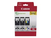 Canon PG-560XL x2/CL-561XL Multi Value Pack - 3-pack - Lång livslängd - svart, färg (cyan, magenta, gul) - original - bläckpatron 3712C009