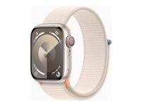 Apple Watch Series 9 (GPS + Cellular) - stjärnljusaluminium - smart klocka med sportögla - starlight - 64 GB MRHQ3DH/A