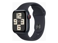 Apple Watch SE (GPS + Cellular) 2a generation - midnattsaluminium - smart klocka med sportband - midnatt - 32 GB MRG73QF/A