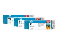 HP 91 - 3-pack - ljus cyan - original - bläckpatron C9486A