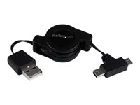 StarTech.com 2.5 ft Retractable USB Combo Cable - USB to Micro USB and Mini USB M/M - 2 in 1 USB to Mini & Micro USB - Data & Charge Cable (USBRETAUBMB) - USB-kabel - 76.2 cm USBRETAUBMB