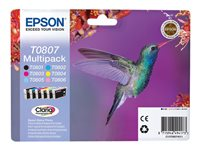 Epson T0807 Multipack - svart, gul, cyan, magenta, ljus magenta, ljus cyan - original - bläckpatron C13T08074021