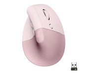 Logitech Lift Vertical Ergonomic Mouse - vertikal mus - Bluetooth, 2.4 GHz - rosa 910-006478