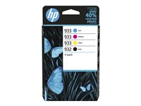HP 932/933 Combo Pack - 4-pack - svart, gul, cyan, magenta - original - bläckpatron 6ZC71AE
