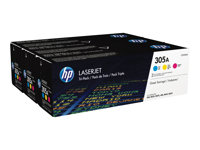 HP 305A - 3-pack - gul, cyan, magenta - original - LaserJet - tonerkassett (CF370AM) CF370AM