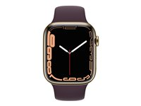 Apple Watch Series 7 (GPS + Cellular) - guld, rostfritt stål - smart klocka med sportband - mörkt körsbär - 32 GB MKJX3DH/A