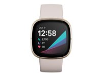 Fitbit Sense - mjukt gyllene rostfritt stål - smart klocka med band - månvitt FB512GLWT