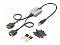 StarTech.com 2ft (60cm) 2-Port USB to Serial Adapter Cable, Interchangeable DB9 Screws/Nuts, COM Retention, USB-A to DB9 RS232, FTDI, Level-4 ESD Protection, Windows/macOS/ChromeOS/Linux - Rugged TPE Construction (2P1FFC-USB-SERIAL) - USB / seriell kabel - USB till DB-9 - 60 cm 2P1FFC-USB-SERIAL