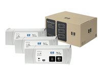 HP 81 - 3-pack - svart - original - bläckpatron C5066A