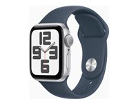 Apple Watch SE (GPS) 2a generation - silver - smart klocka med sportband - stormbl¨ - 32 GB MRE23DH/A