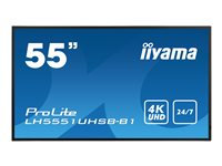 iiyama ProLite LH5551UHSB-B1 55" Klass (54.6" visbar) LED-bakgrundsbelyst LCD-skärm - 4K - för digital skyltning LH5551UHSB-B1