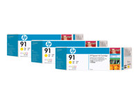 HP 91 - 3-pack - gul - original - bläckpatron C9485A