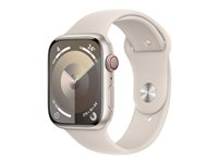 Apple Watch Series 9 (GPS + Cellular) - stjärnljusaluminium - smart klocka med sportband - starlight - 64 GB MRM83QP/A