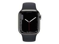 Apple Watch Series 7 (GPS + Cellular) - grafit rostfritt stål - smart klocka med sportband - midnatt - 32 GB MNC23FD/A