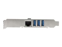 StarTech.com PCI Express USB 3.0-kort med 3 portar + Gigabit Ethernet - nätverks-/USB-adapter - PCIe 2.0 - USB 3.0 x 3 + 1000Base-T x 1 PEXUSB3S3GE