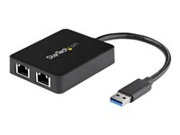 StarTech.com USB 3.0 till Dubbel Port Gigabit Ethernet-nätverksadapter med USB-port - nätverksadapter - USB 3.0 - 2 portar USB32000SPT
