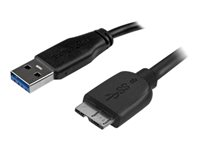 StarTech.com Slim Micro USB 3.0 kabel – 3 m - USB-kabel - Micro-USB typ B till USB typ A - 3 m USB3AUB3MS