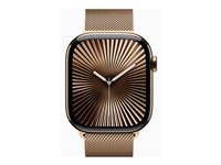 Apple Watch Series 10 (GPS + Cellular) - gold titanium - smart klocka med milanesisk loop - guld - 64 GB MC7T4QN/A